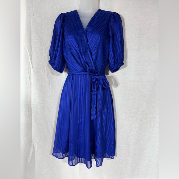 Dkny Dresses & Skirts - DKNY Royal Blue Faux Wrap knee length Dress Size 6